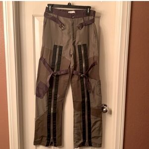 Dolls Kill Reflective Olive Buckle Zip-Up Cargo Pants